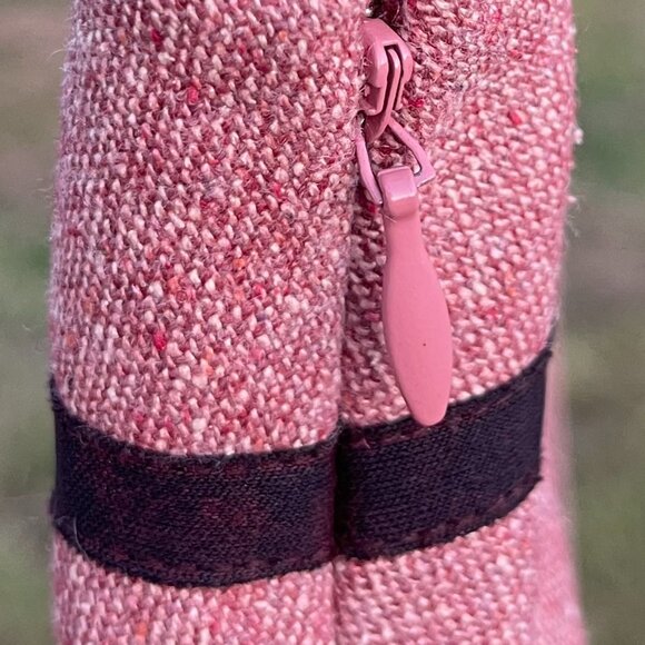 Women's Ann Taylor Size 8 Lined Pink/Burgundy Tweed Pleated A-Line Skirt - Picture 12 of 15